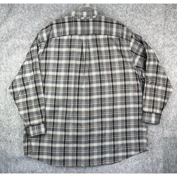 Roundtree & Yorke Gold Label Performance Gray Plaid Shirt Men's 4XT Long Sleeve - Picture 3 of 7